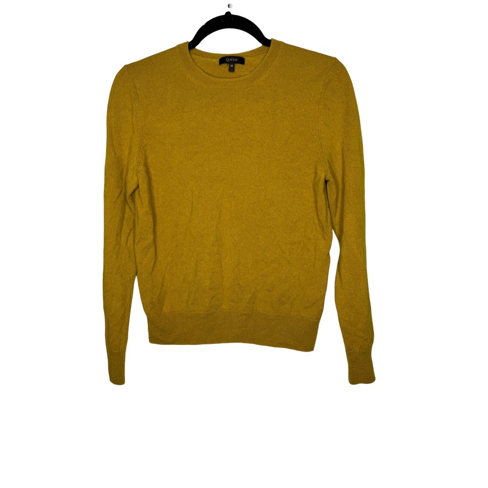 Quince Mongolian Cashmere Crewneck Sweater Spicy Mustard Yellow Womens Medium